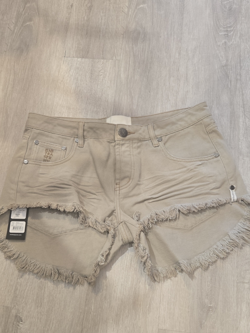 One Teaspoons Bonitas Low Waist Denim Shorts Faded Khaki